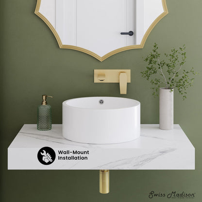 Swiss Madison Monaco 36" Floating Bathroom Shelf with Vessel Sink in White Marble