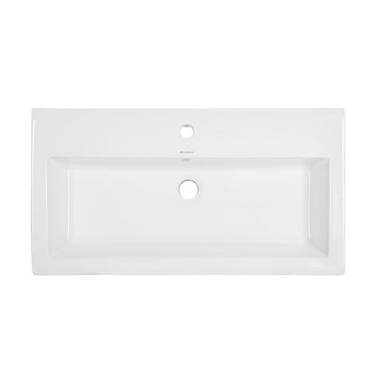 Swiss Madison Voltaire 32" Rectangle Vessel Sink in Glossy White with Faucet Mount