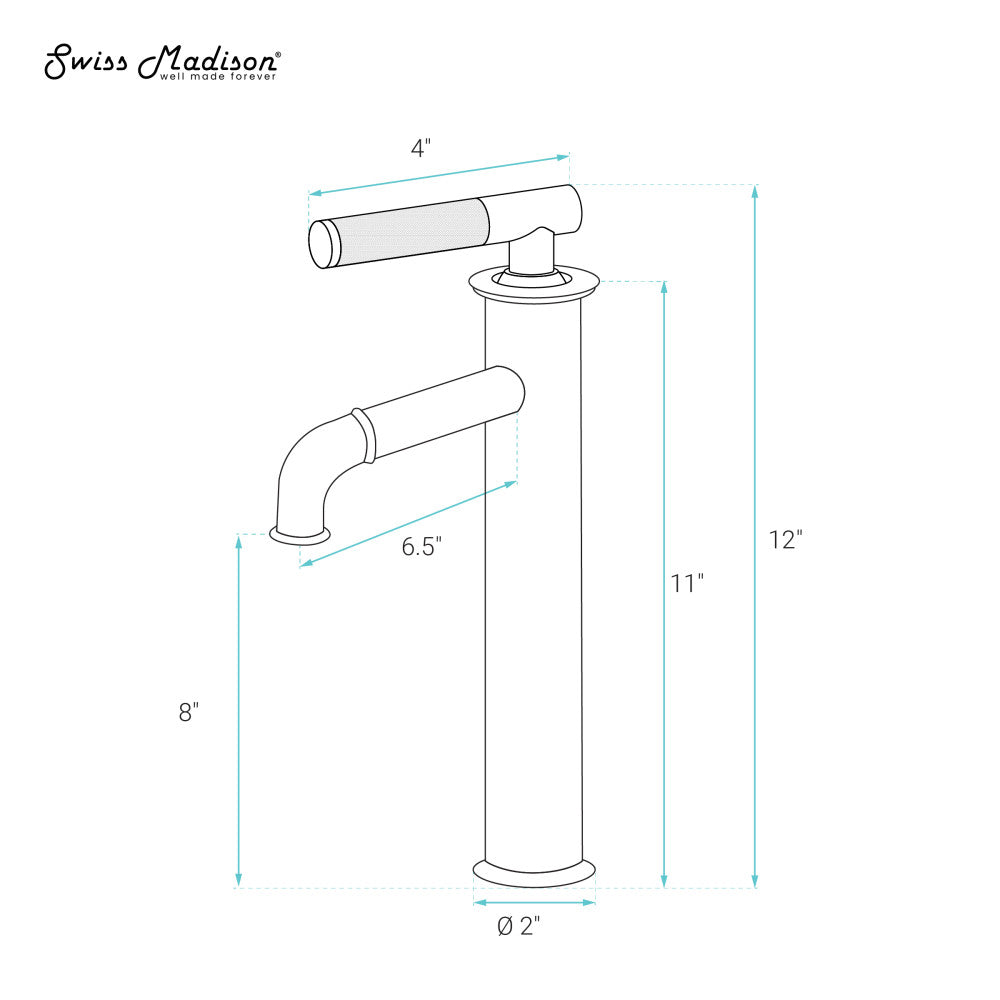 Swiss Madison Avallon Single Hole, Single-Handle Sleek, High Arc Bathroom Faucet in Matte Black
