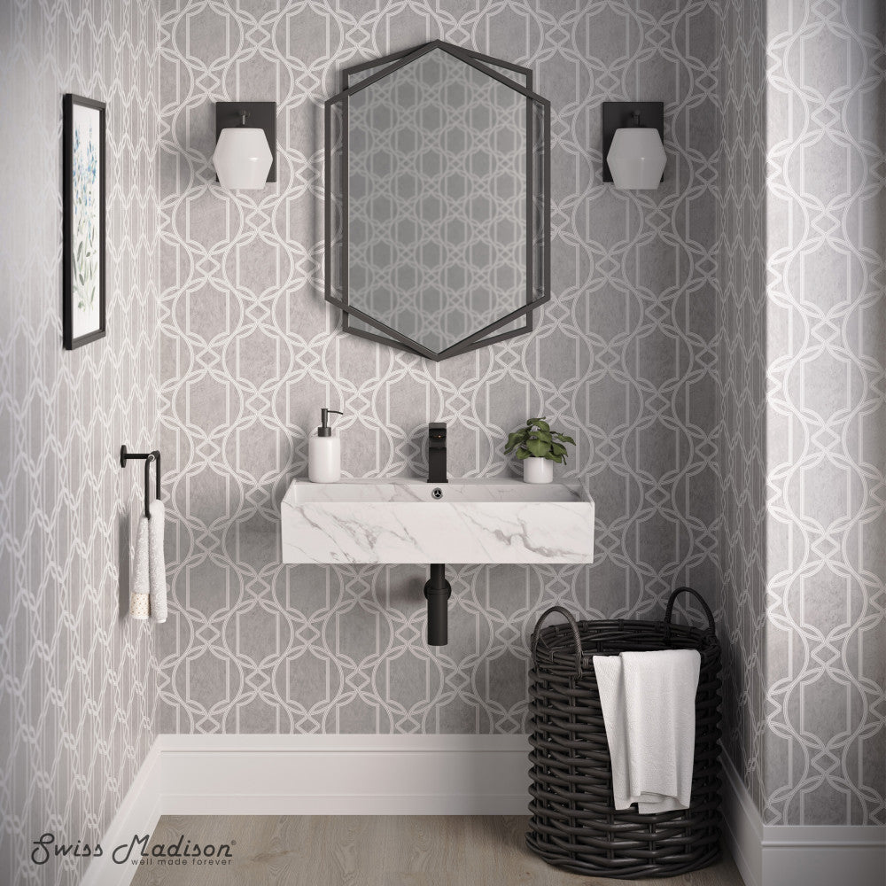 Swiss Madison Claire 22" Rectangle Wall-Mount Bathroom Sink in White Marble