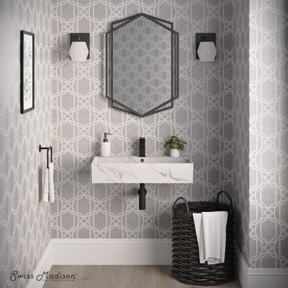 Swiss Madison Claire 22" Rectangle Wall-Mount Bathroom Sink in White Marble