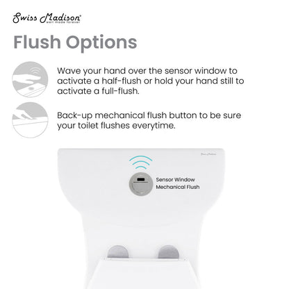 Swiss Madison Sublime One Piece Elongated Toilet with Touchless Retrofit Dual Flush 1.1/1.6 gpf
