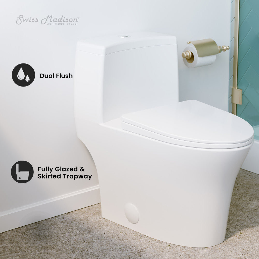 Swiss Madison Bastille One-Piece Elongated Toilet Vortex Dual-Flush 1.1/1.6 gpf