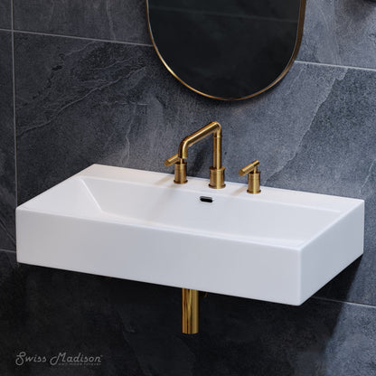 Swiss Madison Claire 30" Rectangle Wall-Mount Bathroom Sink with 8" Widespread Holes