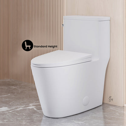 Swiss Madison Dreux One-Piece 12" Rough-in 1.28 GPF Left Flush Elongated Toilet in Glossy White