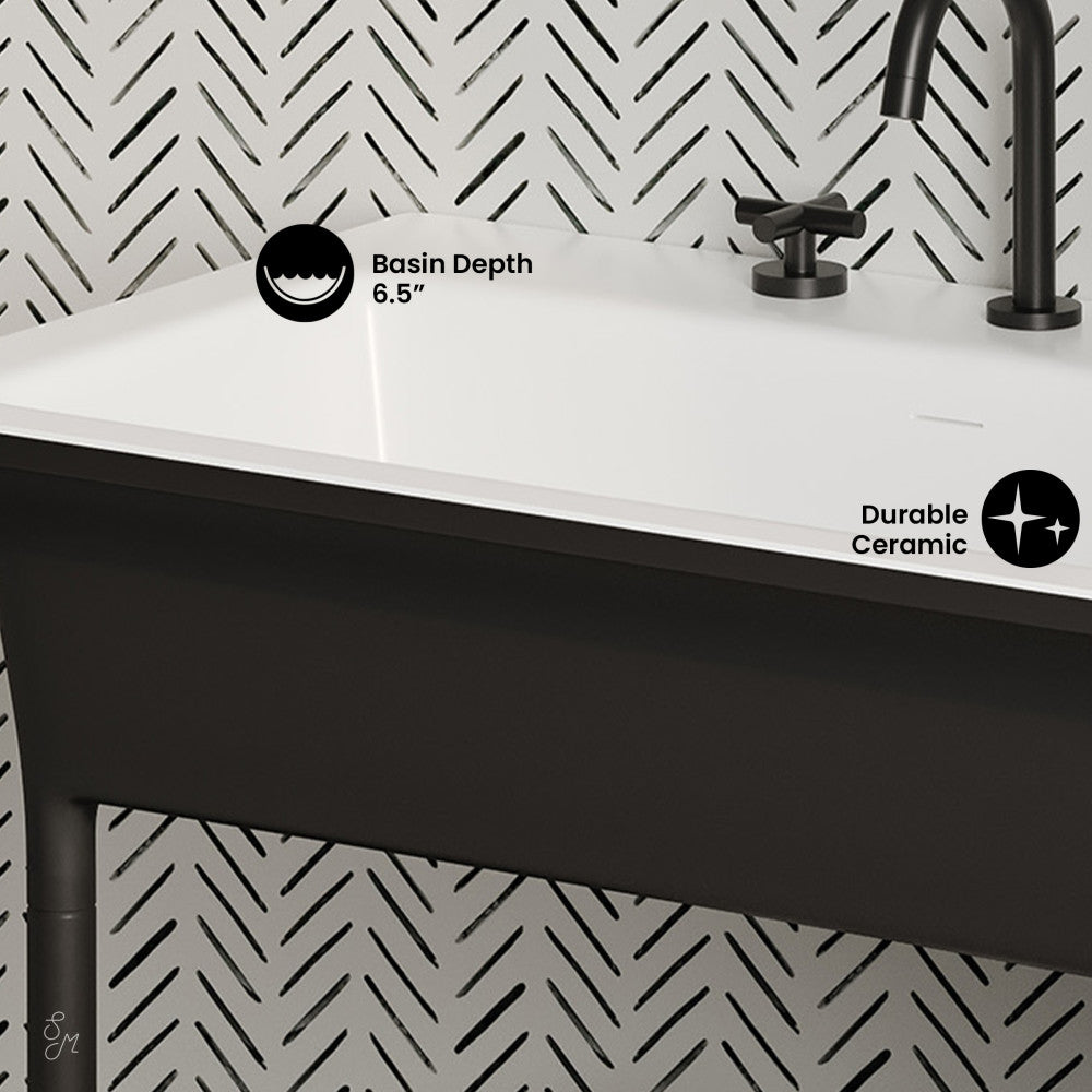 Swiss Madison Ivy 32" Solid Surface Console Sink in Matte Black
