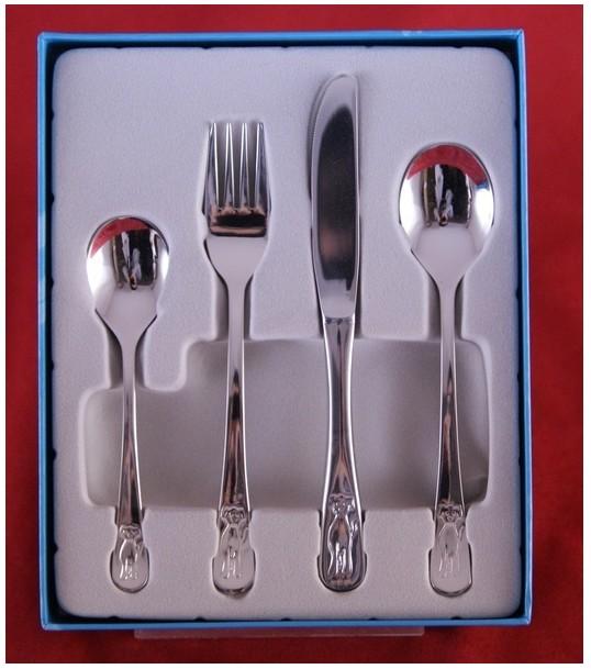 Gerlach DOG Children 4 Piece 18/10 Stainless Steel Flatware Set