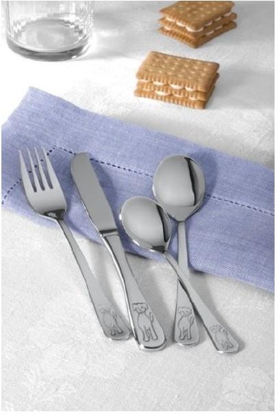 Gerlach DOG Children 4 Piece 18/10 Stainless Steel Flatware Set