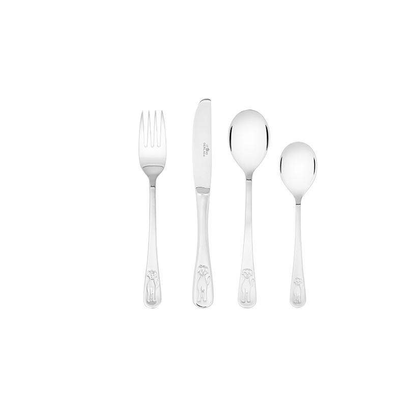 Gerlach DOG Children 4 Piece 18/10 Stainless Steel Flatware Set