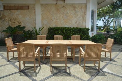 Anderson Teak Bahama Stackable Sahara 9-Pieces Rectangular Dining Set A