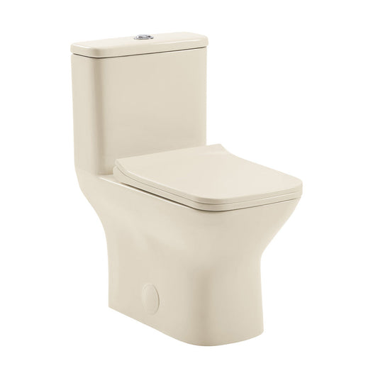 Swiss Madison Carre One Piece Square Toilet Dual Flush 1.1/1.6 gpf in Bisque