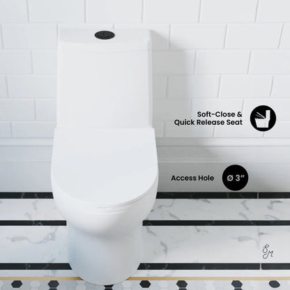 Swiss Madison Ivy One Piece Toilet Dual Vortex™ Flush, Black Hardware 1.1/1.6 gpf