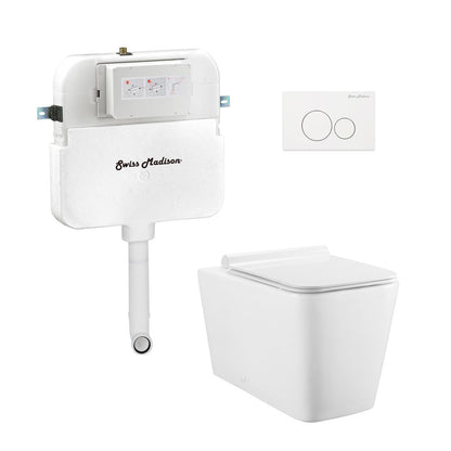 Swiss Madison Concorde Back-to-Wall Toilet Bundle 0.8/1.6 GPF Dual Flush in Glossy White with White Flush Plate