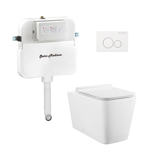 Swiss Madison Concorde Back-to-Wall Toilet Bundle 0.8/1.6 GPF Dual Flush in Glossy White with White Flush Plate