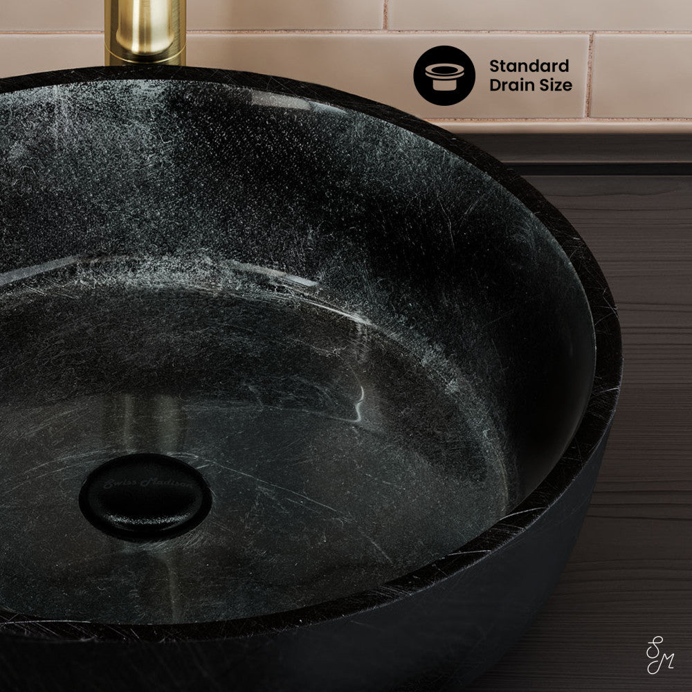 Swiss Madison Avallon 16.5 " Round Glass Vessel Sink, Black