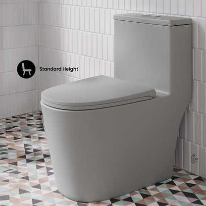 Swiss Madison Dreux One Piece Elongated Dual Flush Toilet in Matte Grey 0.95/1.26 GPF