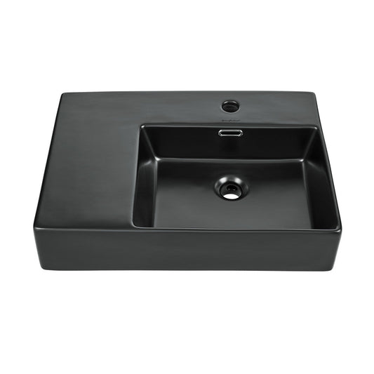 Swiss Madison St. Tropez 24 x 18 Ceramic Wall Hung Sink with Right Side Mount, Matte Black