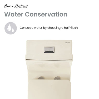 Swiss Madison Concorde One Piece Square Toilet Dual Flush 1.1/1.6 gpf in Bisque