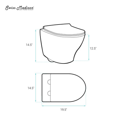 Swiss Madison Monaco Wall-Hung Toilet Bundle 0.8/1.6 GPF Dual Flush in Glossy White with White Flush Plate
