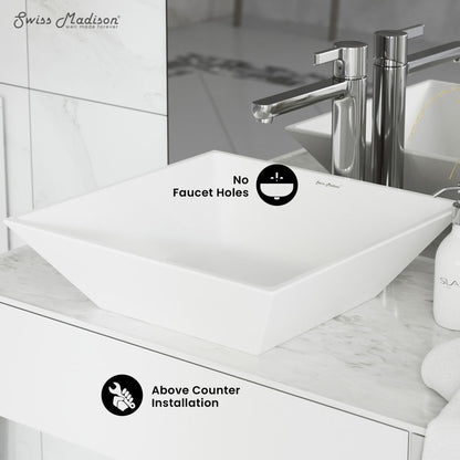 Swiss Madison St. Tropez Square Ceramic Vessel Sink