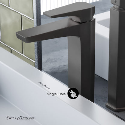 Swiss Madison Voltaire Single Hole, Single-Handle, High Arc Bathroom Faucet in Gunmetal Grey