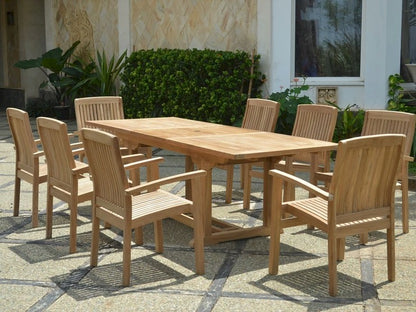 Anderson Teak Bahama Stackable Sahara 9-Pieces Rectangular Dining Set B