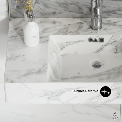 Swiss Madison St. Tropez 24" Right Side Faucet Wall-Mount Bathroom Sink in White Marble