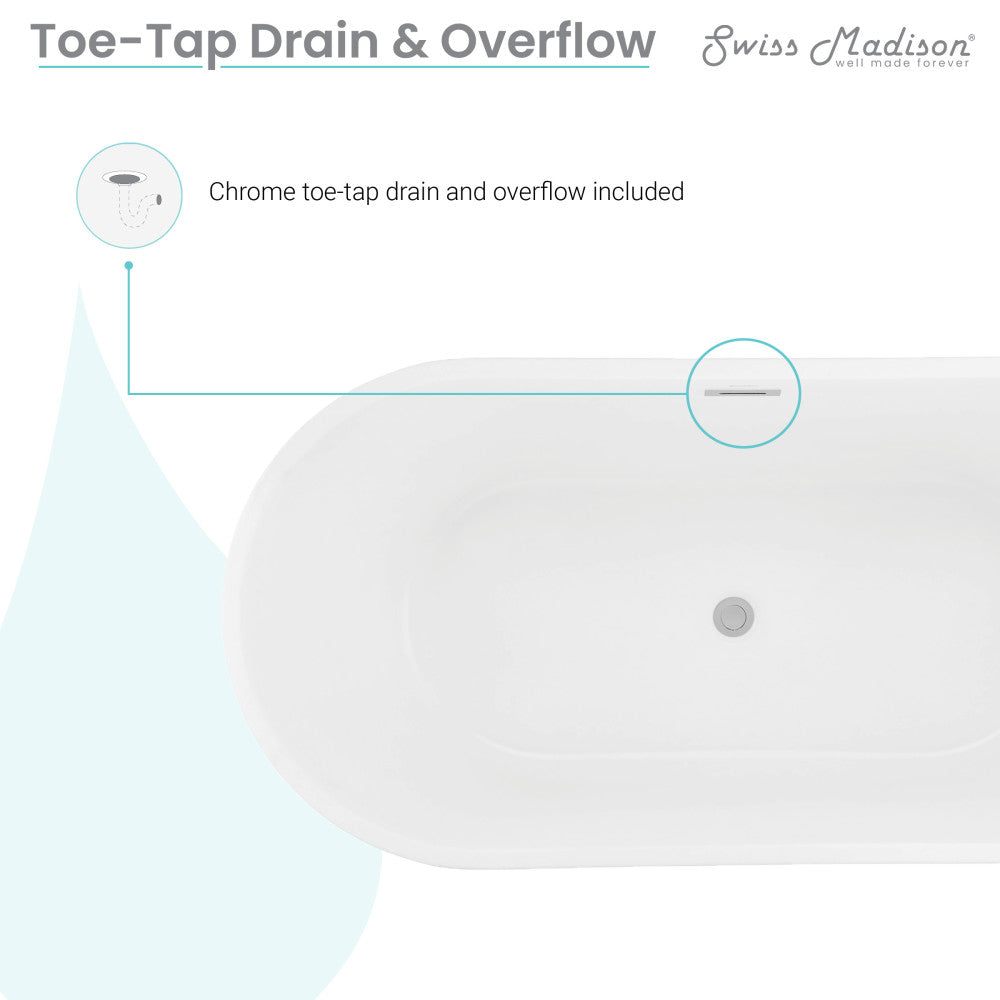 Swiss Madison Claire 60" Freestanding Bathtub Matte Black and Matte White