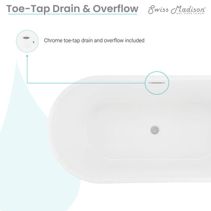 Swiss Madison Claire 60" Freestanding Bathtub Matte Black and Matte White