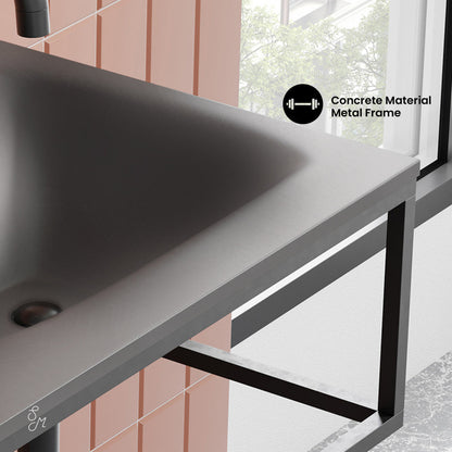 Swiss Madison Lisse 24" Rectangle Concrete Wall-Mount Bathroom Sink in Dark Grey