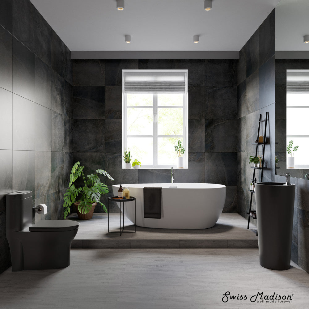 Swiss Madison Monaco Circular Basin Pedestal Sink, Matte Black