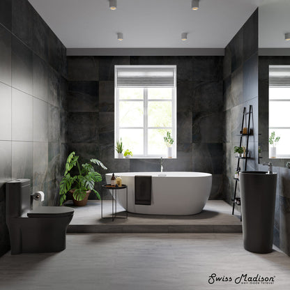 Swiss Madison Monaco Circular Basin Pedestal Sink, Matte Black