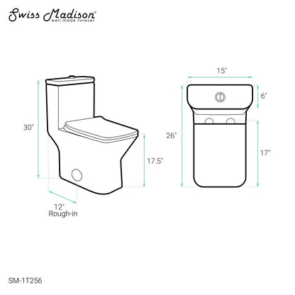Swiss Madison Carre One-Piece Square Toilet Dual-Flush 1.1/1.6 gpf