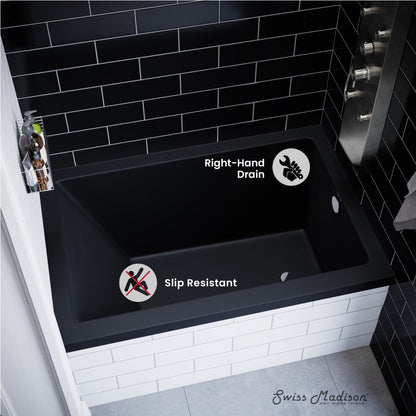 Swiss Madison Voltaire 48" x 32" Right-Hand Drain Alcove Bathtub in Matte Black