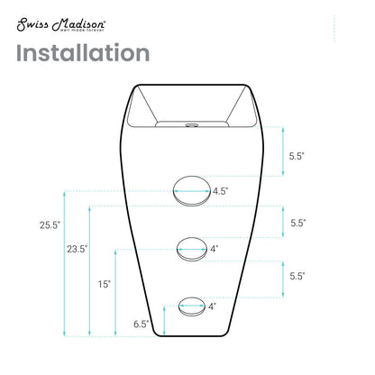 Swiss Madison Carre One Piece Pedestal Sink