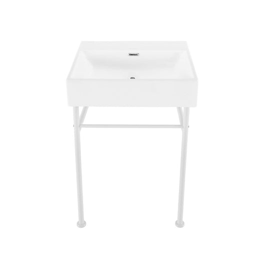 Swiss Madison Claire 24" Rectangle Zero Hole Console Sink with Matte White Legs
