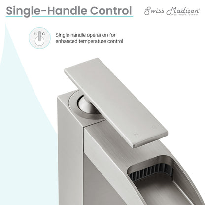 Swiss Madison Concorde Single Hole, Single-Handle, High Arc Waterfall, Bathroom Faucet in Brushed Nickel