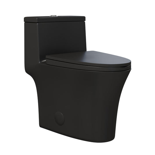 Swiss Madison Bastille One-Piece 12" Rough-in 1.1/1.6 GPF Dual Top Flush Elongated Toilet in Matte Black