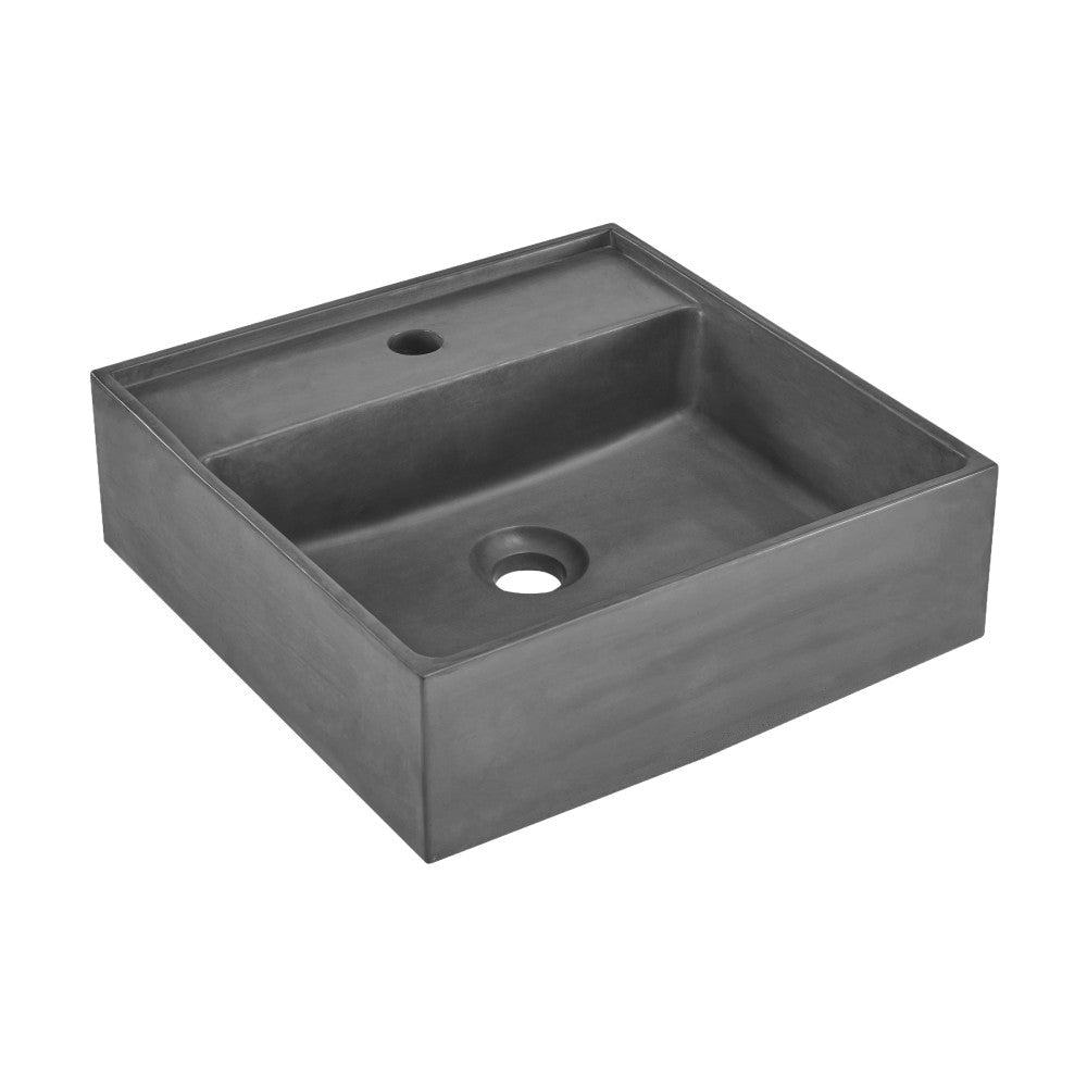 Swiss Madison Lisse 16" Square Concrete Vessel Bathroom Sink in Dark Grey