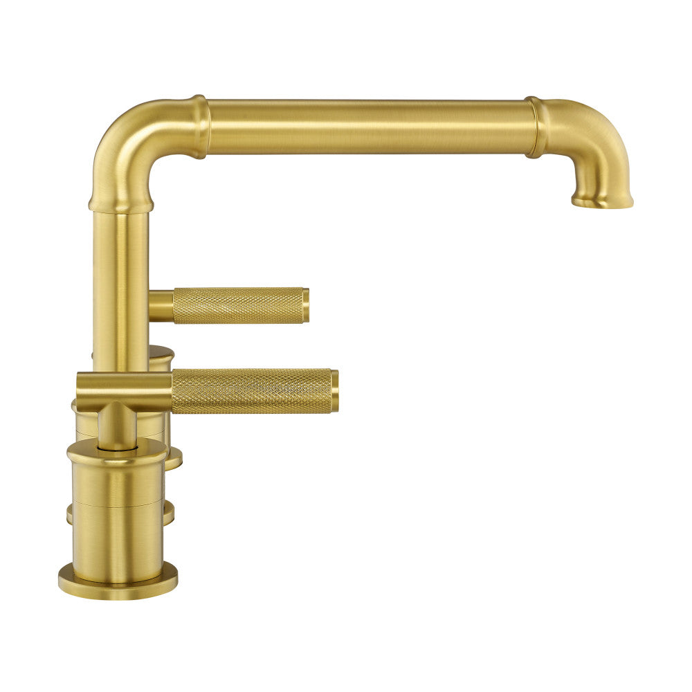 Swiss Madison Avallon 8 in. Widespread, Sleek Handle, Bathroom Faucet in Brushed Gold