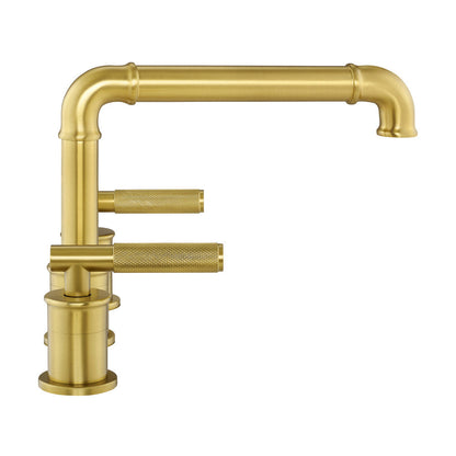 Swiss Madison Avallon 8 in. Widespread, Sleek Handle, Bathroom Faucet in Brushed Gold