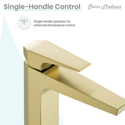 Swiss Madison Voltaire Single Hole, Single-Handle, High Arc Bathroom Faucet in Brushed Gold
