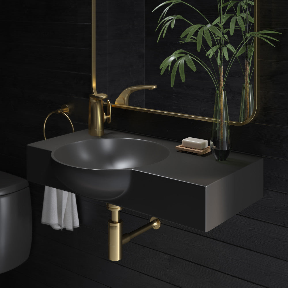 Swiss Madison Chateau 30" Left Side Faucet Wall-Mount Bathroom Sink in Matte Black