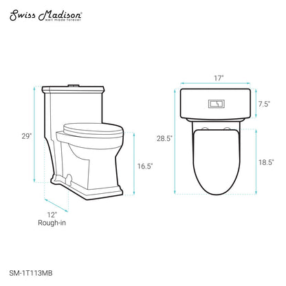 Swiss Madison Voltaire One-Piece Elongated Toilet Dual-Flush 1.1/1.6 gpf in Matte Black