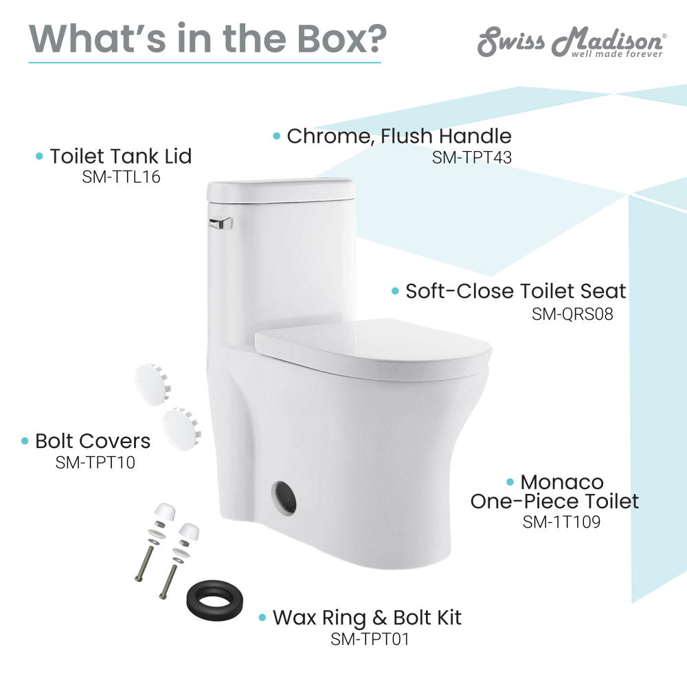 Swiss Madison Monaco One-Piece Elongated Left Side Flush Handle Toilet 1.28 gpf