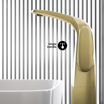 Swiss Madison Chateau Single Hole, Single-Handle, High Arc Bathroom Faucet in Brushed Gold
