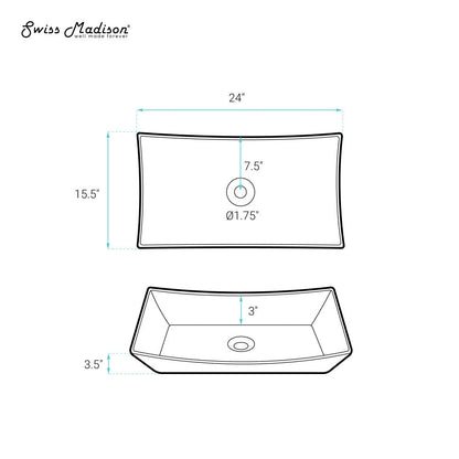 Swiss Madison Annecy 23.5” Rectangle Vessel Bathroom Sink