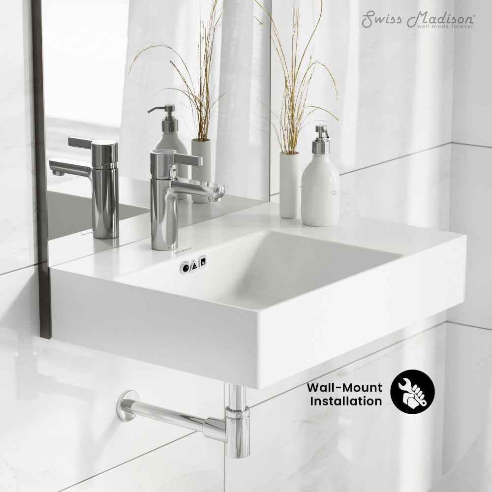 Swiss Madison St. Tropez 24 x 18 Ceramic Wall Hung Sink with Left Side Faucet Mount