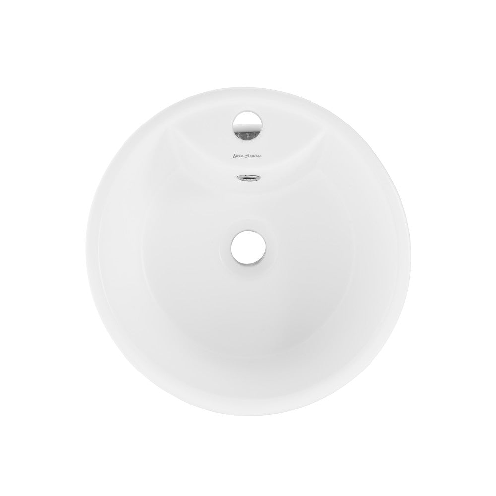 Swiss Madison Monaco Circular Basin Pedestal Sink in Matte White