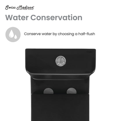 Swiss Madison Calice Two-Piece Elongated Rear Outlet Toilet Dual-Flush 0.8/1.28 gpf in Matte Black